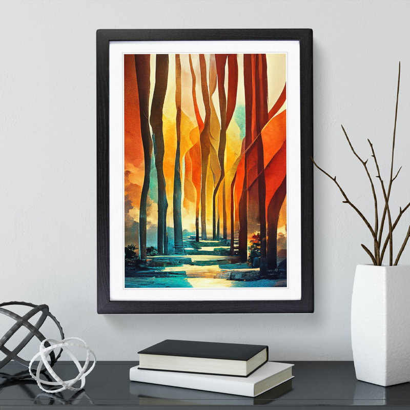XV1022-4706X Torn Abstract Forest No.6 - Print, White, Black Framed Paper, 66cm H x 48cm W