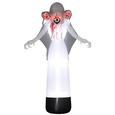 Outsunny 8.9FT Tall Halloween Inflatable Witch Ghost with Three Heads