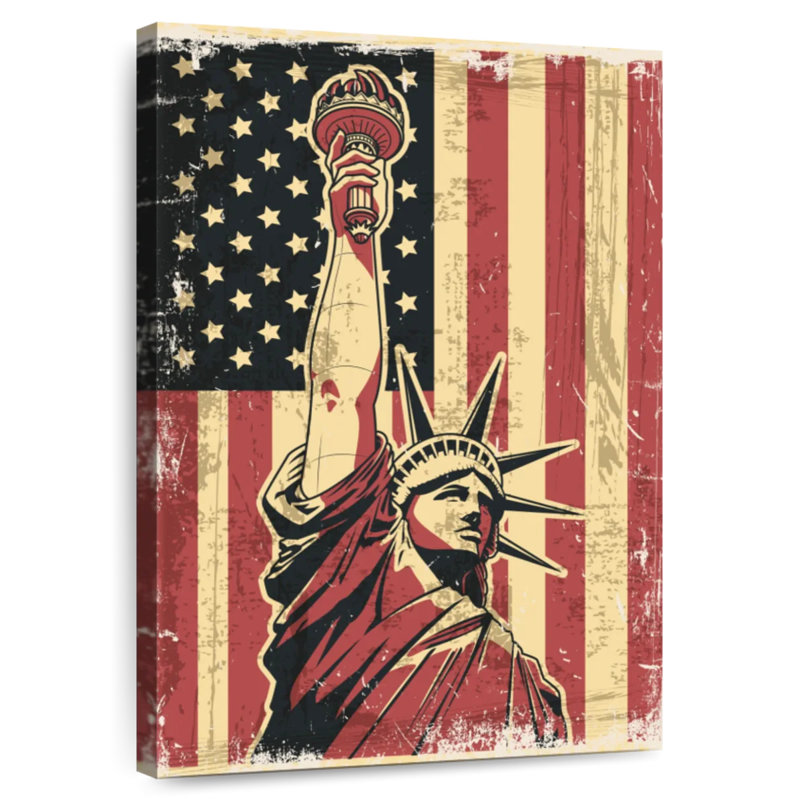 Statue rétro de la liberté, H 48 po x l 32 po