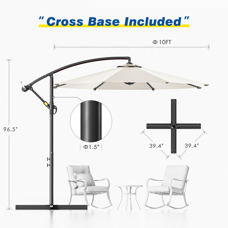Parasol en porte-à-faux 120 po, Beige