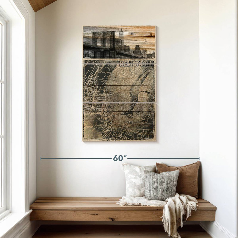 Sireci Retro NYC Map, 45" H x 28" W