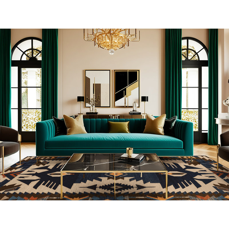 Washable Raven and Crow Southwestern Area Rug, Rectangle 6' x 9'