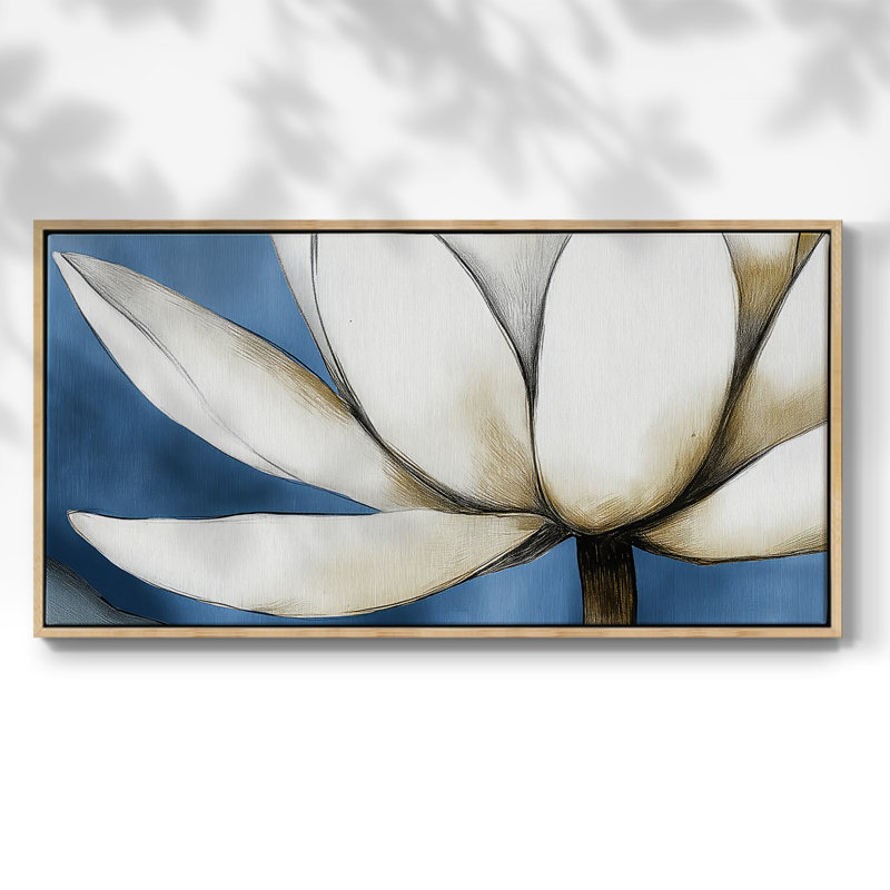 Botanical Series-CECXLVII- Toile tendue avec châssis tendue, prête à être accrochée, H 25 po x l 49 po, Naturel