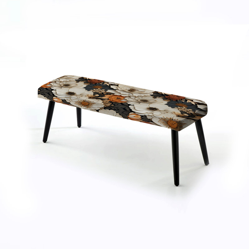 Vivid Poppy Dreams - Banc rembourré floral noir
