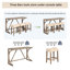 4-Piece Rustic Bar Table Set with USB Type-C Charging Port, 3 Padded Upholstered Counter Stools, Space-Saving Dining Set for Living Room, Kitchen & Game Room