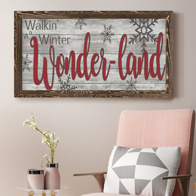 Winter Wonderland - cadre photo, art textuel sur toile, Noyer