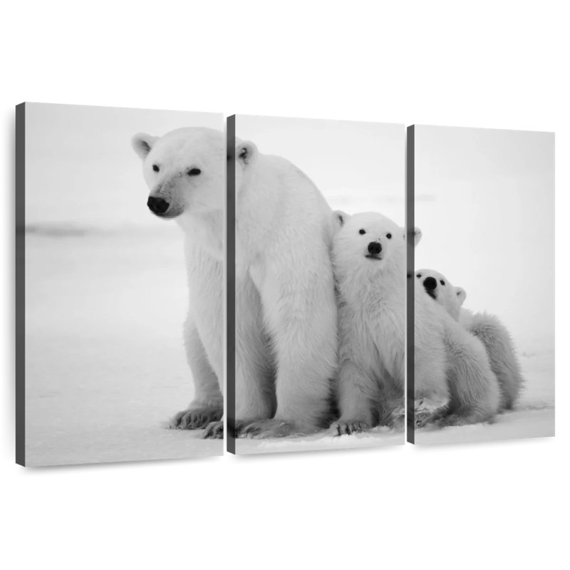 Famille d'ours polaires, H 48 po x l 74 po