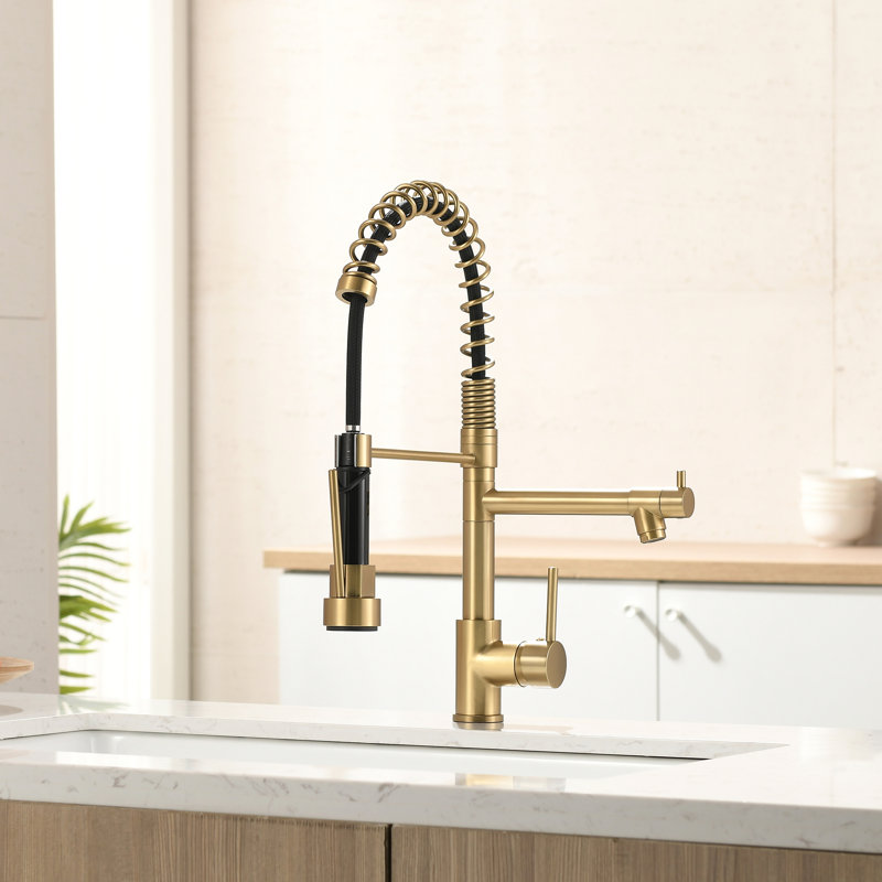 Pull Down Kitchen Faucet, Brushed Gold