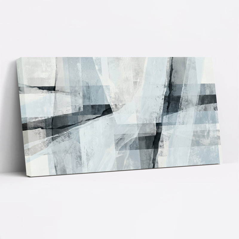 Ensemble de 1 tableau abstrait géométrique sur toile, L 40 po x H 20 po, Toile tendue