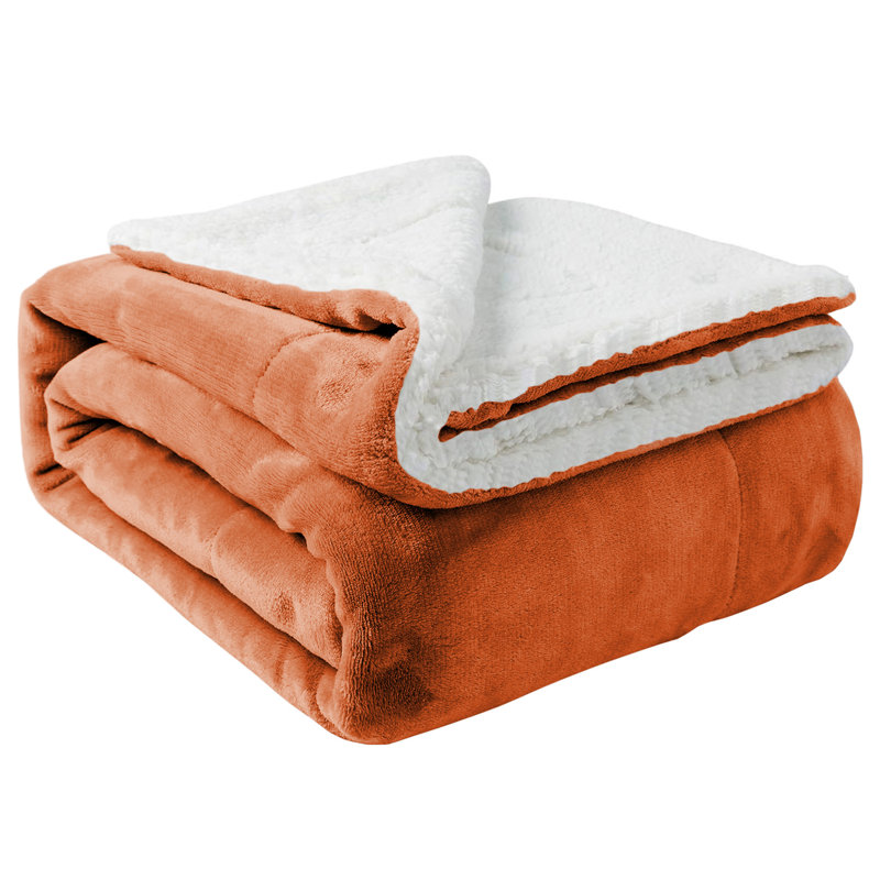 Couverture réversible en molleton ultra-doux Sherpa, Rouille, Grand lit