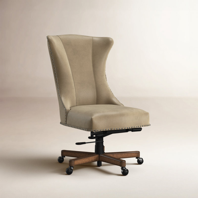 Lynn Leather Swivel Task Chair, Begie
