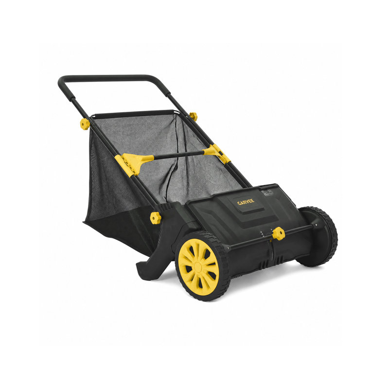 Manual Push Lawn Sweeper Leaf & Grass Collector, 21 in Sweeping Width, 3.5 cu ft Leaf Blower Bag, 4 Height-Adjustable Spinning Brushes, Rubber Wheels for Lawn, Sidewalk & Driveway