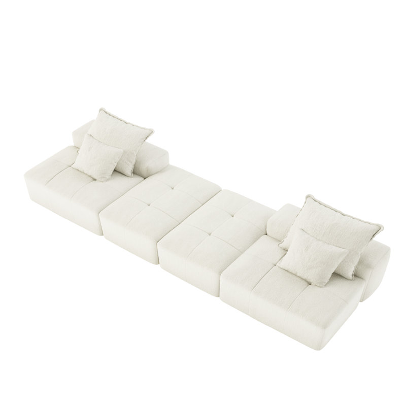 Modern Oversized Modular Sectional Sofa With 2 Ottoman And 2 Seat,Sparkling Chenille Fabric Soft Cushion Sofa With 4 Pillows,4 PCS DIY Combination Tufted Sofa,No Assembly Required
