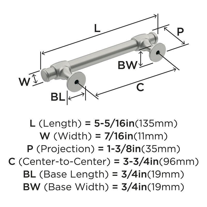 Amerock Winsome 3-3/4 inch (96mm) Center-to-Center Satin Nickel Cabinet Pull, 3 3/4", Satin Nickel
