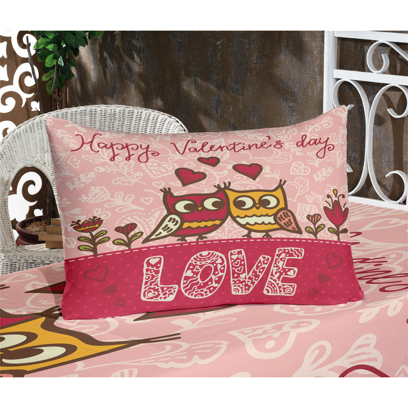 Drap-housse et coussin décoratif Ambesonne Valentines Day, rose rouge jaune