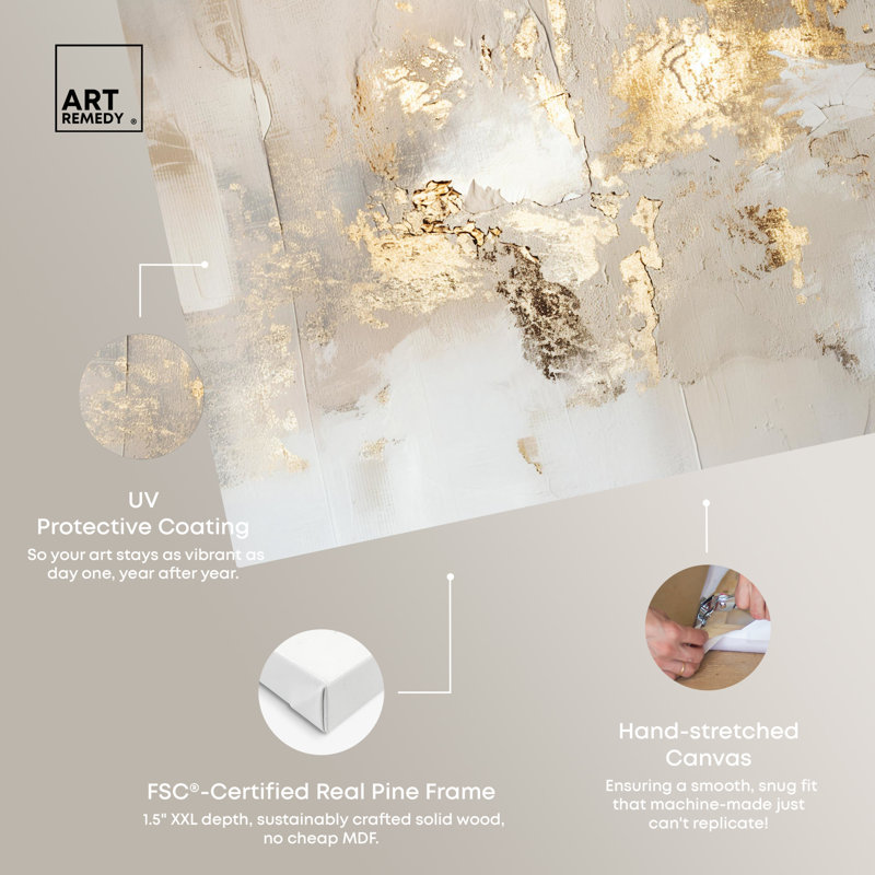 Sands of Time Gold and Beige Abstract Canvas Wall Art