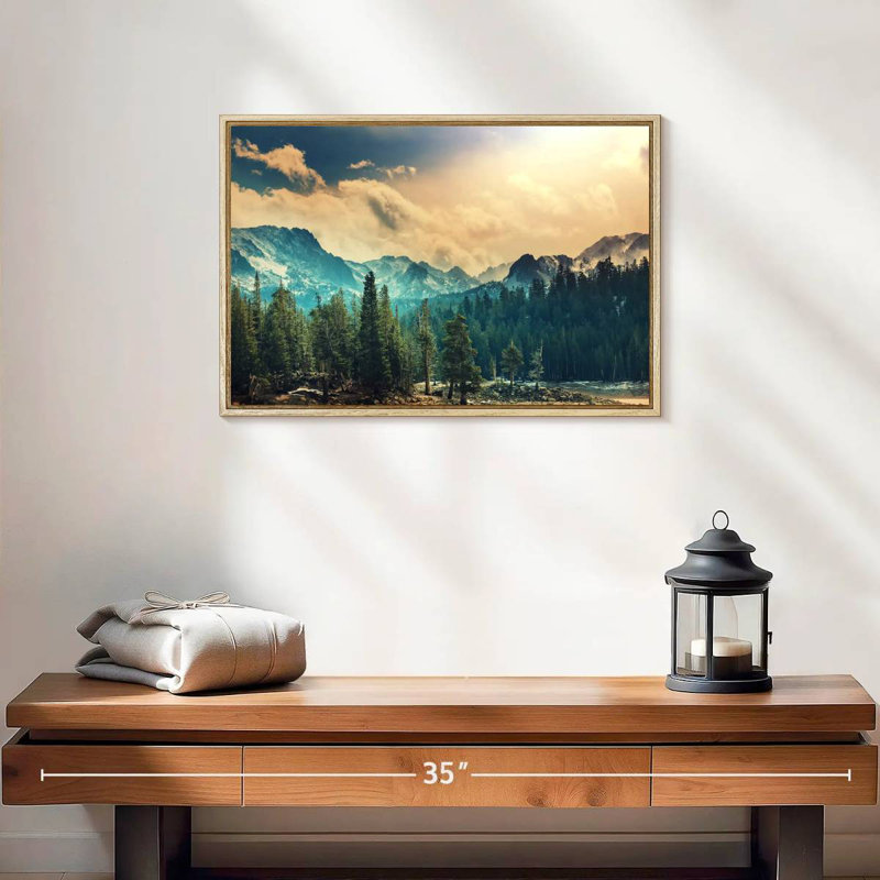 Paysage de montagnes de la Sierra Nevada, Cadre flottant en bois naturel, 19 po x 13 po