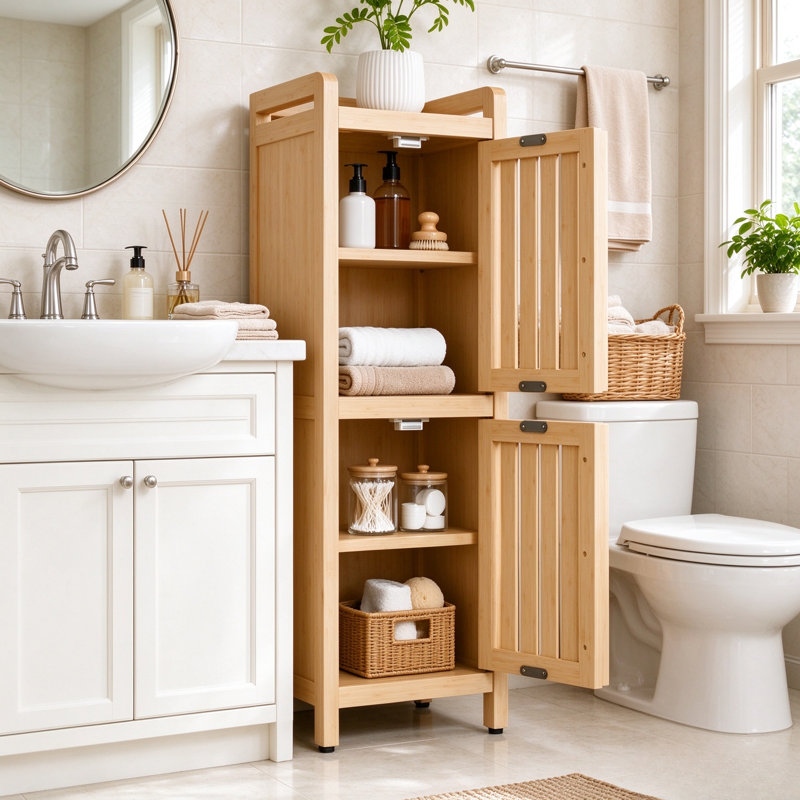 Bamboo Freestanding Linen Cabinet