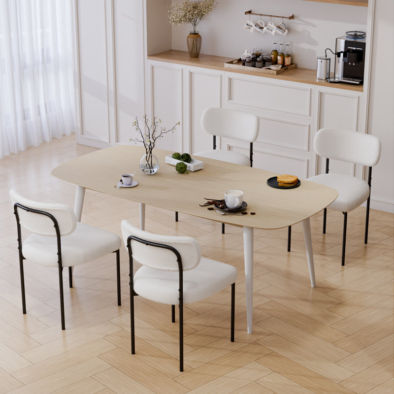 Chaise de salle à manger rembourrée l 19,7 po avec repose-pieds réglables Boucle, 4, Blanc