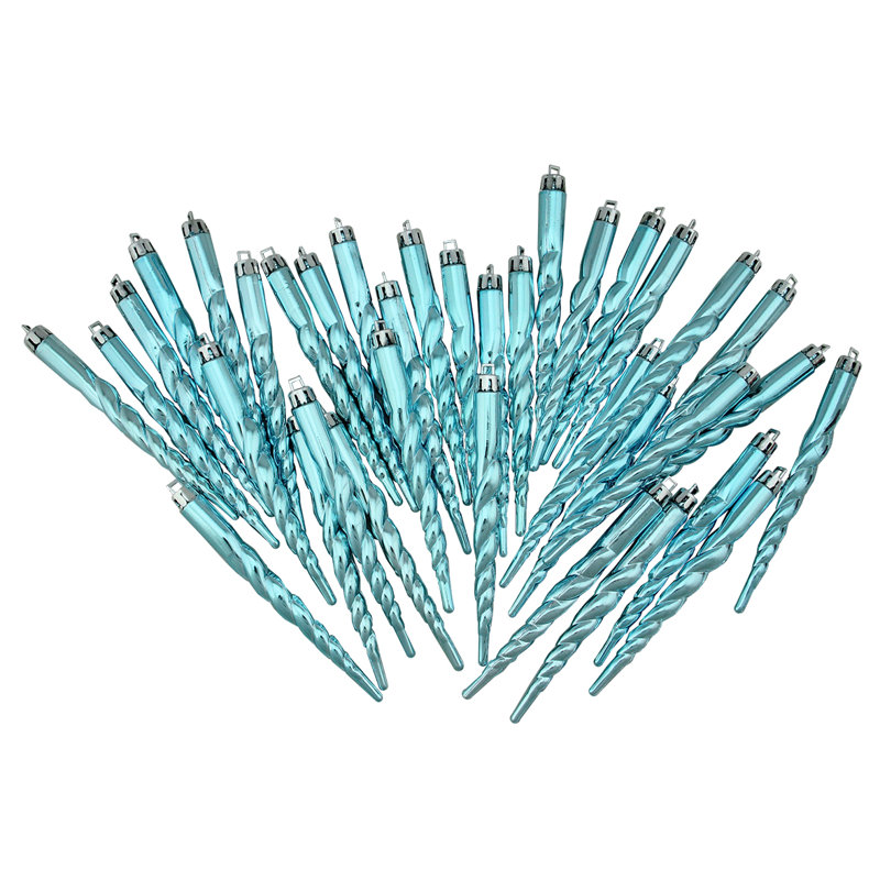 3 ornements de Noël en forme de glaçon incassable, Bleu turquoise