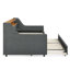 Canapé-lit simple rembourré avec trois lumières à DEL, tête de lit réglable avec rangement, lit gigogne escamotable avec pieds repliables et chargement sans fil, cadre de canapé-lit rembourré en lin-1512550120