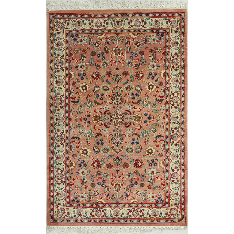 Tapis noué à la main pak-persan Noemi - rose - ivoire, 2 pi 7 po x 4 pi 2 po