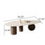 Table basse moderne 54 po, plateau en pierre frittée blanche, 3 pieds en acier inoxydable, forme libre-408566358