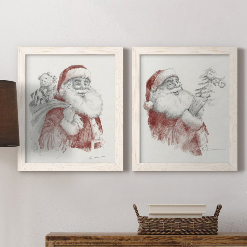 Prêt pour Noël - ensemble de 2 reproductions d'art, H 24 po x l 36 po x P 1,5 po, Toile blanche encadrée, Pas de tapis