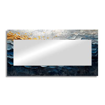 Mosaic Of Waves Coastal Horizon II - Nautical Decorative Mirror Wall Art - Printed On Metal