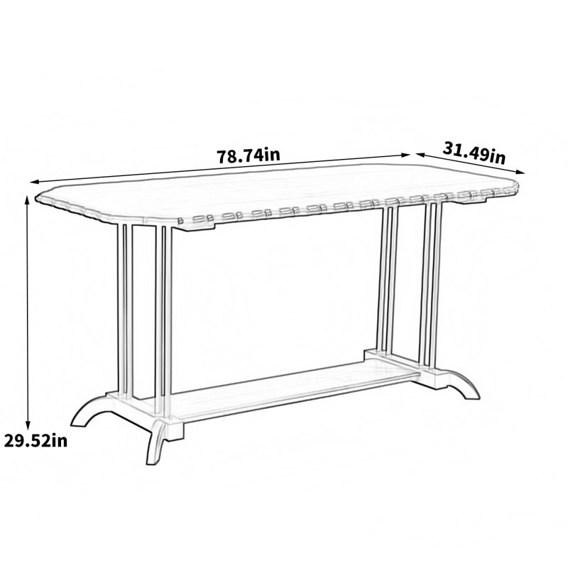 Table de salle à manger rectangulaire Vintage 31,49 po, H 29,52 po x L 78,74 po x l 31,49 po