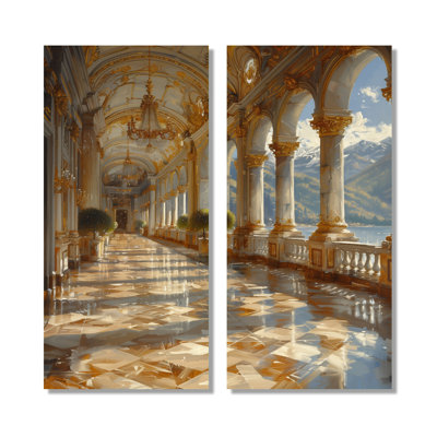 Ensemble de 2 reproductions d'art or et gris