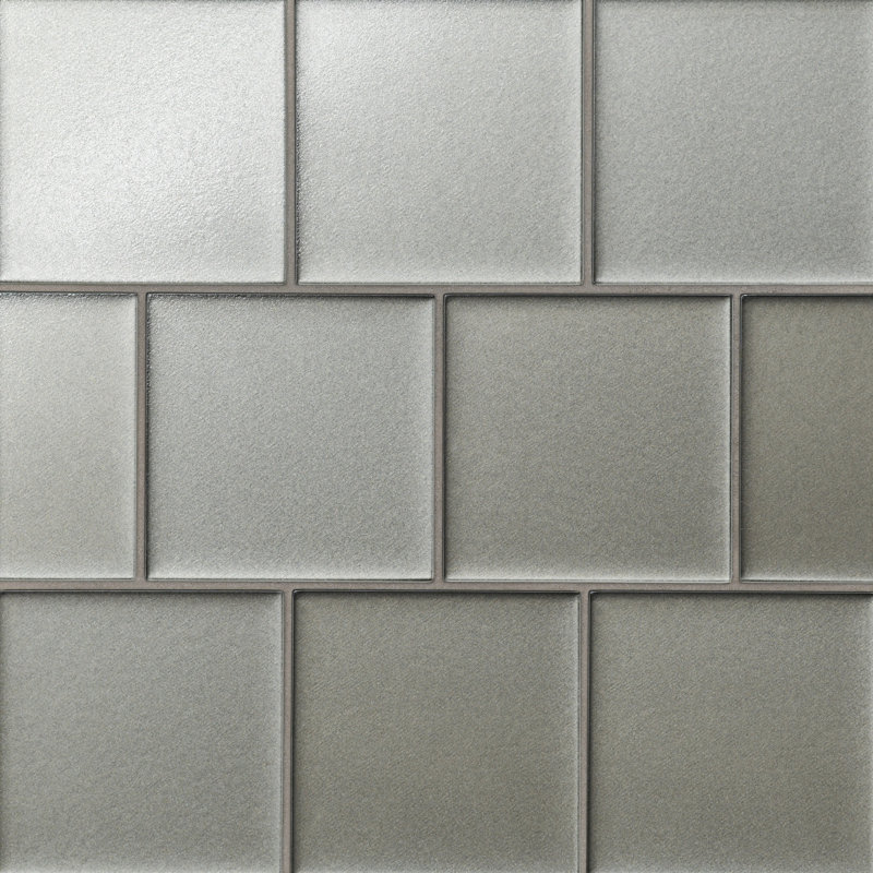 Kaikos 4" x 4" Glass Wall & Floor Tile, Gray