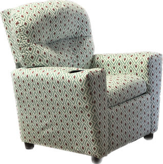 Broedy Upholstered Recliner, White/Red/Teal Geometric 1
