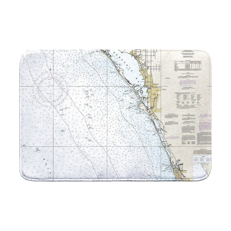 Venice, FL Nautical Map Bath Mat