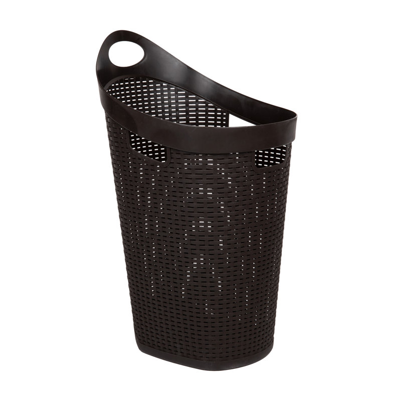 Brown Wicker Rolling Laundry Hamper with Lid and Wheels