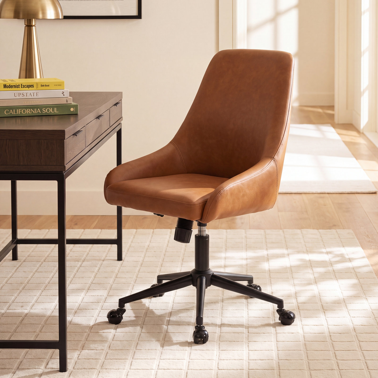 Vanora Office Chair,  Brown Faux Leather