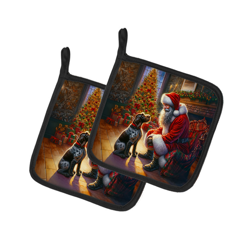 Caroline's Treasures Moments With Santa Polyester Potholder Set