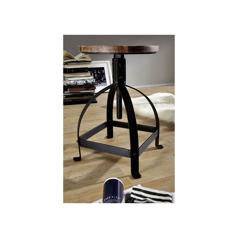INDUSTRIAL Solid Wood Accent Stool