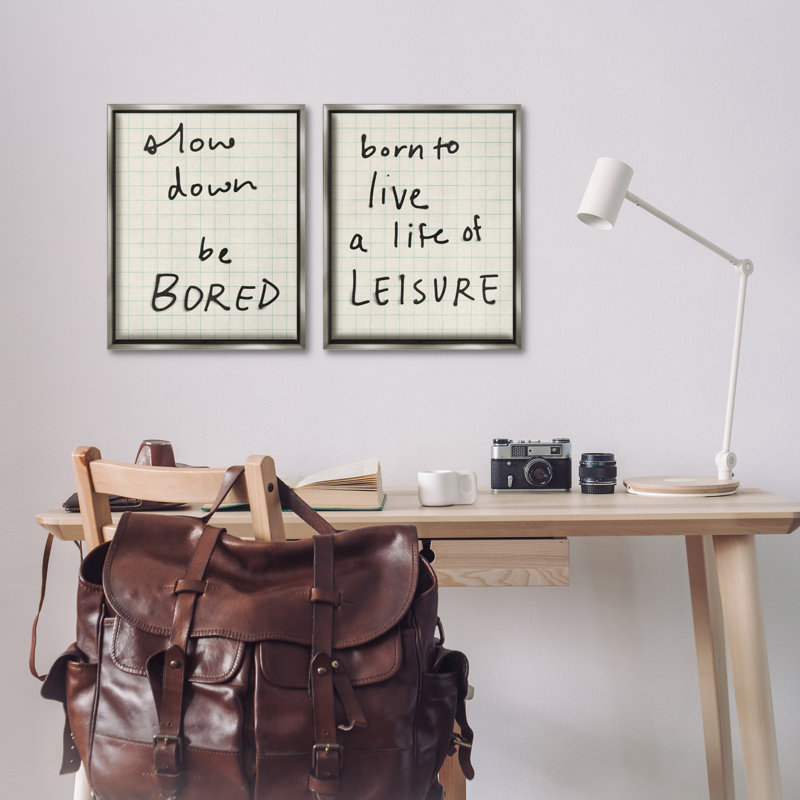 Ensemble de 2 toiles flottantes Leisure Life Be Bored, design par Victoria Barnes, H 21 po x l 17 po