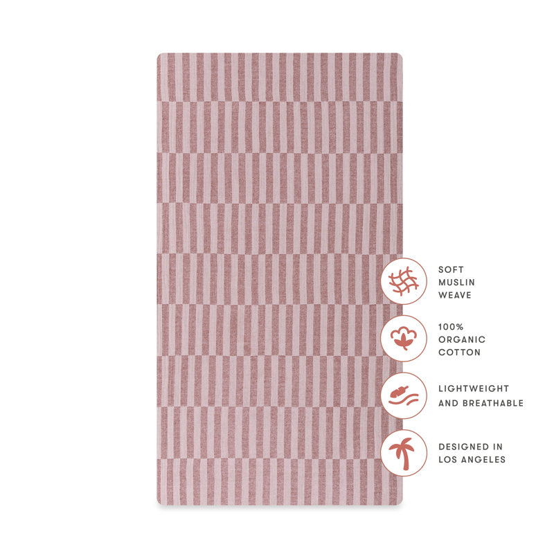 Maroon Stripe Muslin Crib Sheet