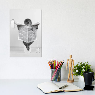 Monkey On The Toilet Reading Newspaper - Wall Art Print