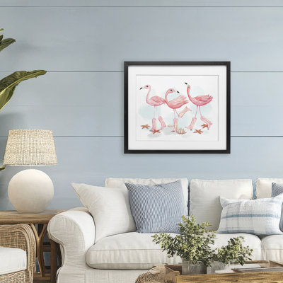 «Happy Pink Cowgirl Flameoes», reproduction encadrée sous verre, conception de Ziwei Li