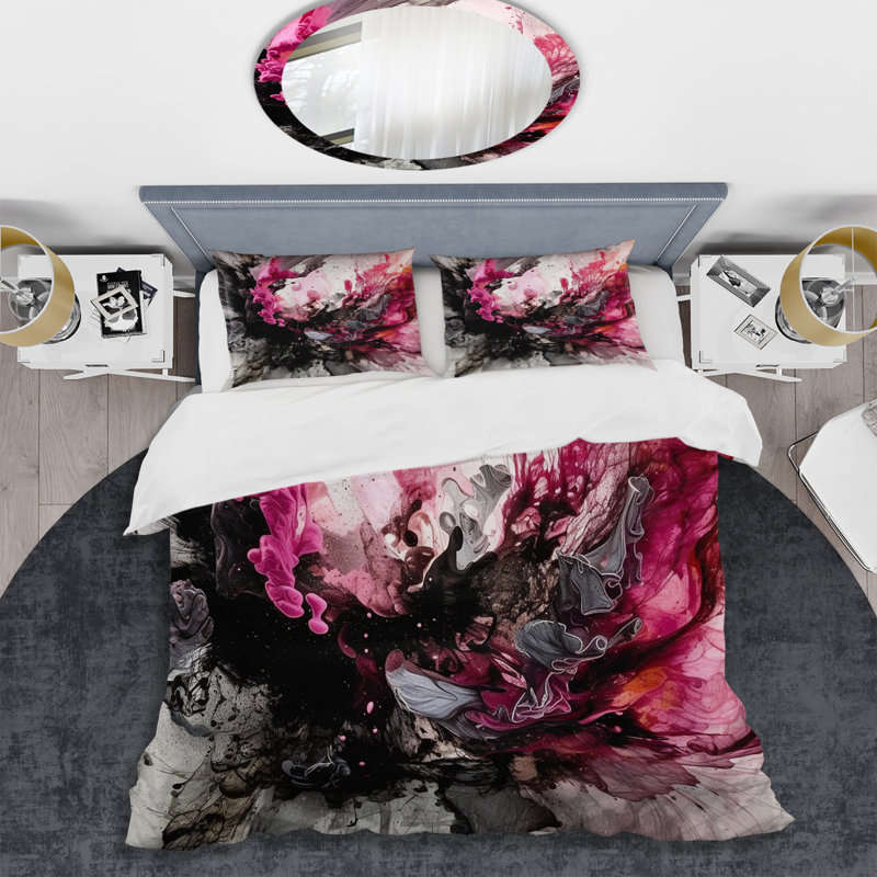 Ensemble de housse de couette en microfibre / polyester noir or et marbre V Splash