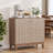 Bathroom Cabinet with Storage,30" Tall 3D Geometric Pattern Wooden Storage Cabinet with Doors & Adjustable Shelves
