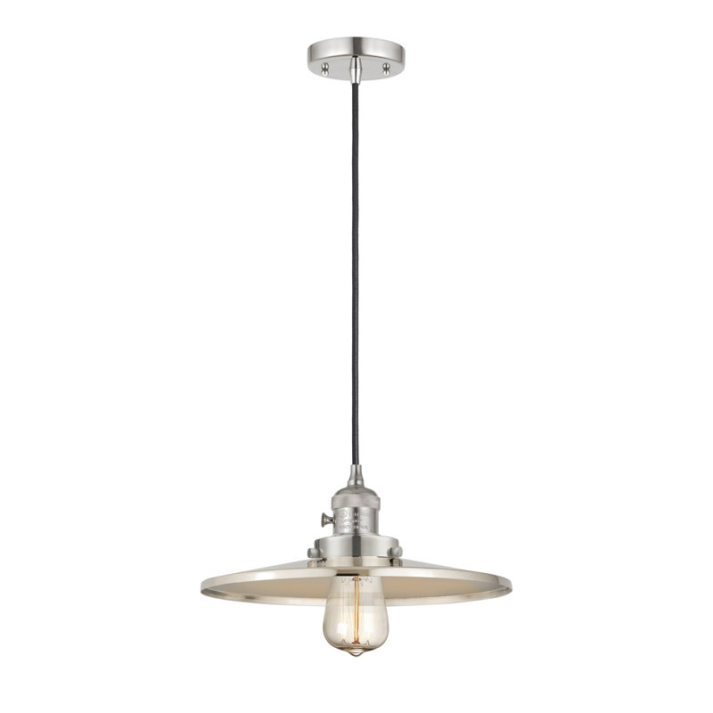 Luminaire suspendu simple 1 lumière, H 5,88 po x l 12 po x P 12 po, Nickel poli, Nickel poli