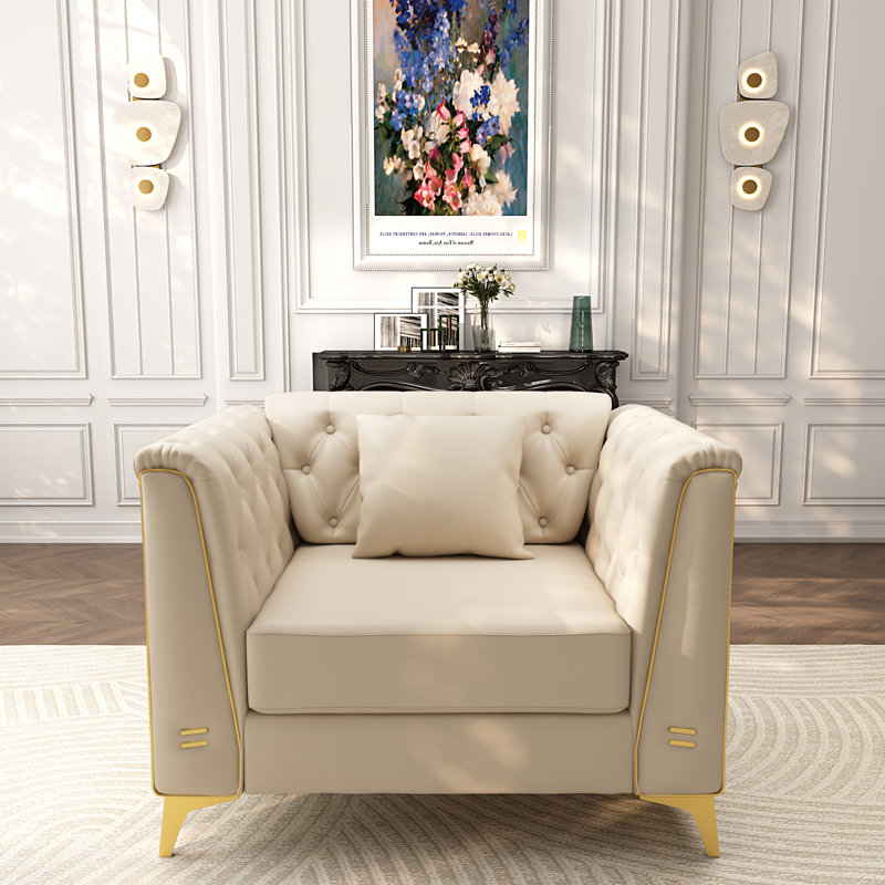 Fauteuil Chesterfield 40,1 po, Beige