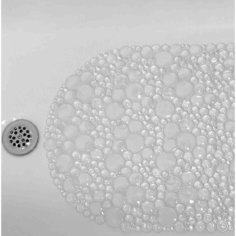 Grand tapis de douche en vinyle transparent transparent antidérapant pour baignoire avec ventouses