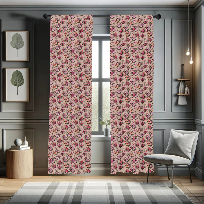 Flower Semi-Sheer Rod Pocket Curtain Panels, 28" x 95"