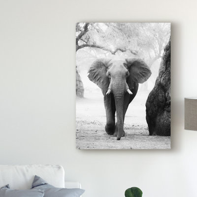 Wrapped Canvas Wall Art - Giovanni Casini 'Incoming Elephants' Wall Art for Living Room, Bedroom, or Office Décor - 24x32