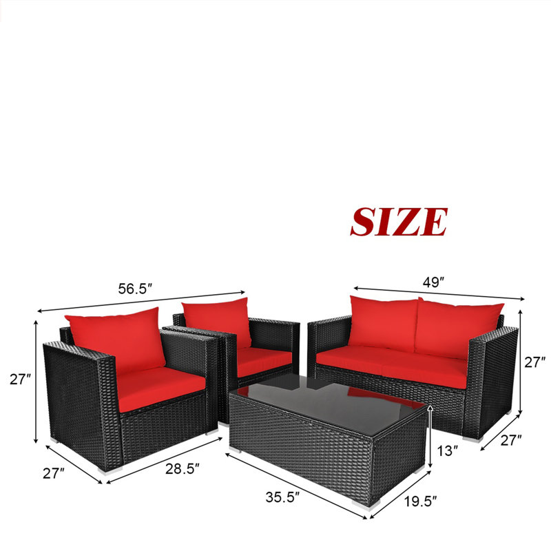 8 - Person Patio Conversation Set, Red